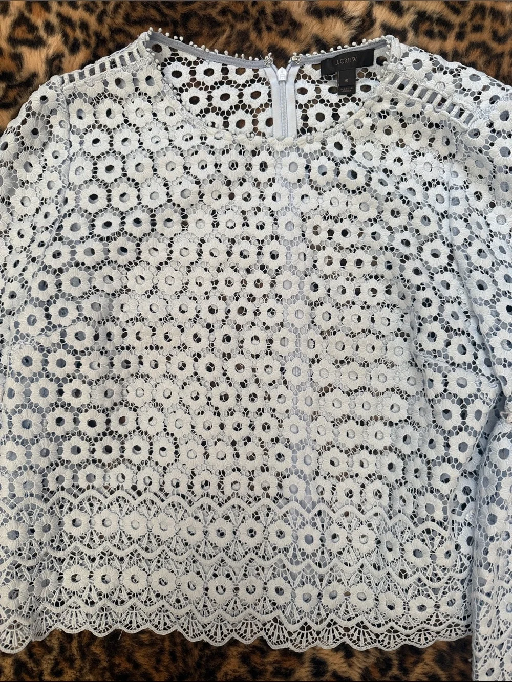 J. Crew Light BLUE Eyelet Crochet Blouse